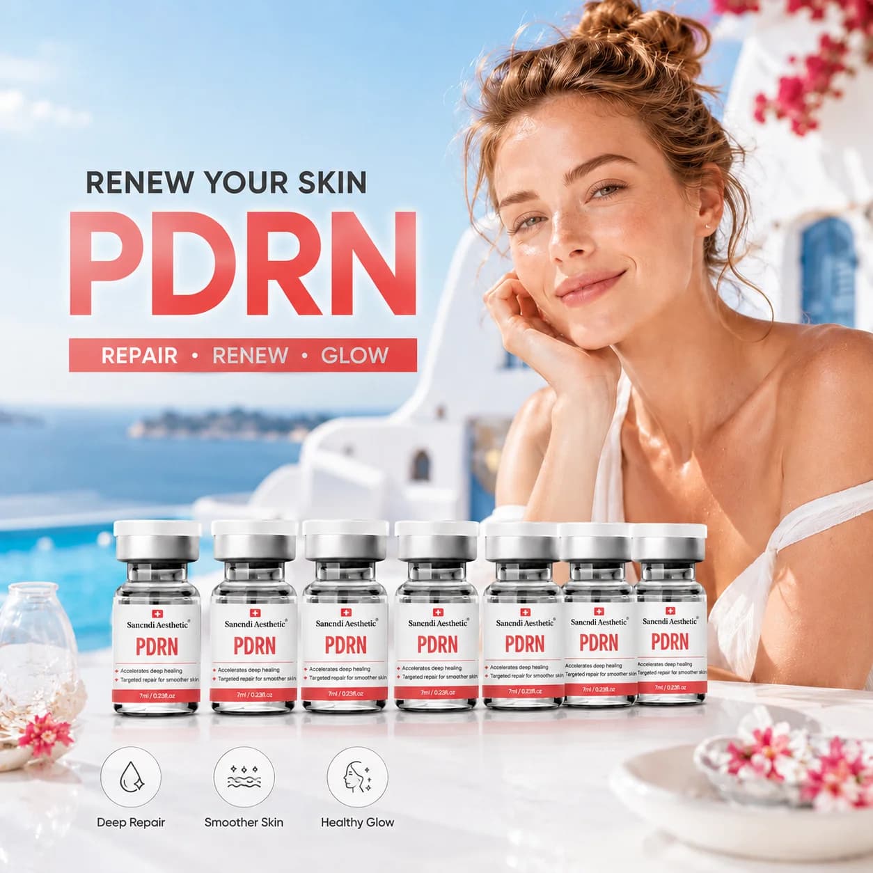 SANENDI PDRN Serum Collagen Face Care Hydration Moisturzing EEXGLOW Koren Skin Care Glow Recipe Liquid Solution Facial Essence image