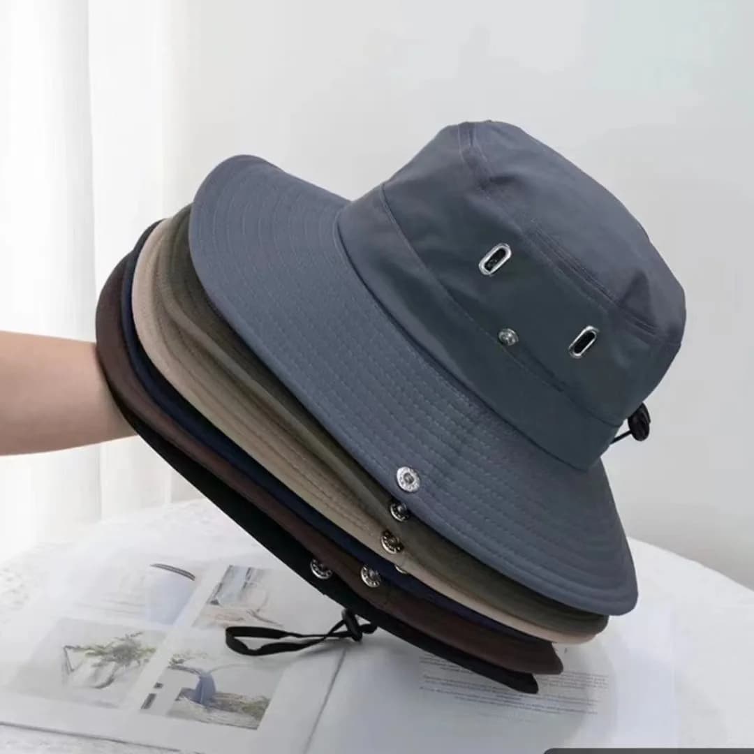Summer Men Bucket Hat Outdoor UV Protection Wide Brim Hunting Hiking Hat Fisherman Hat Beach Sunscreen Cap Fishing Cycling Caps image