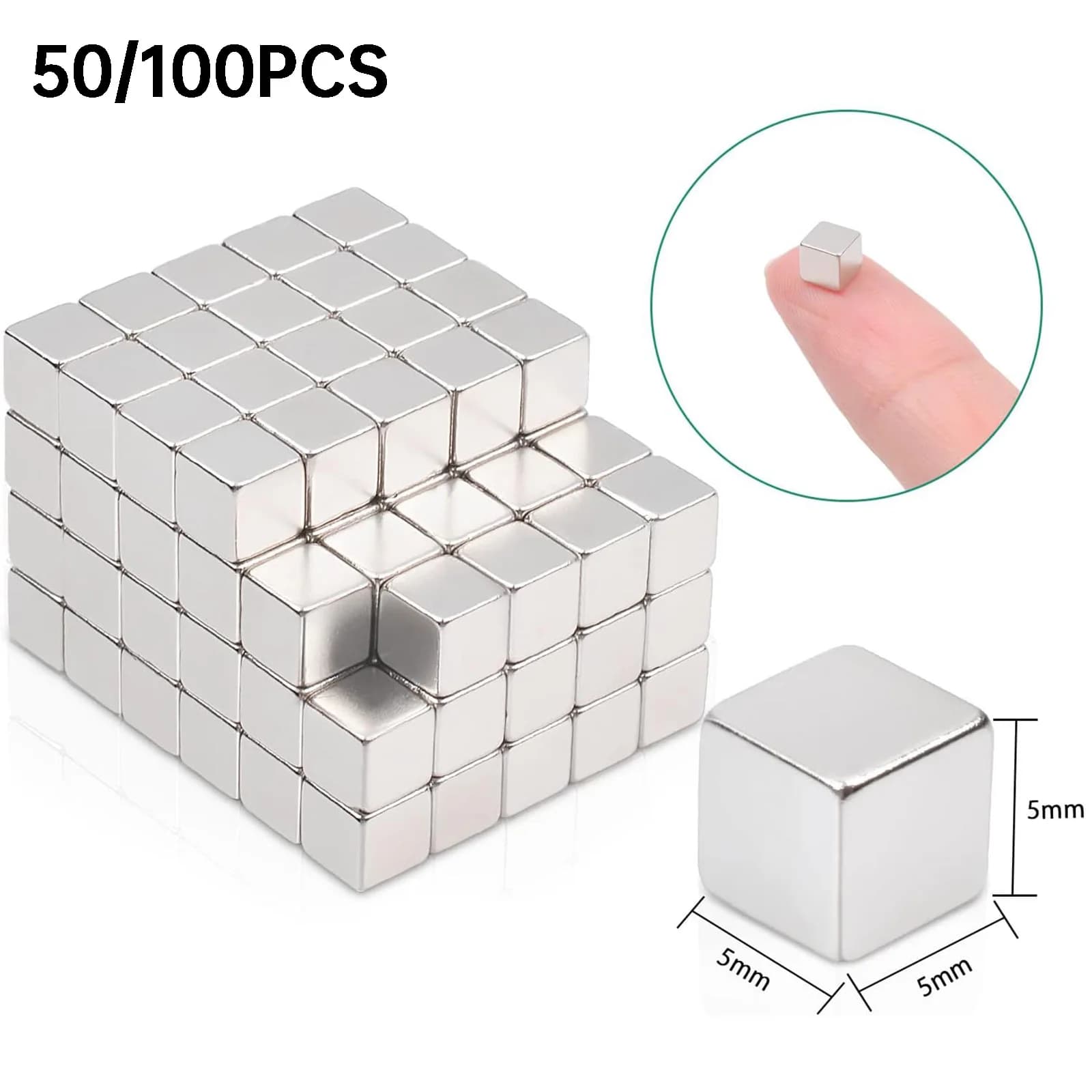 50/100 Pcs Small Square Magnetic Cubes, Strong Mini Magnets for Fridge, Whiteboard & Craft Projects (5 X 5 X 5 mm) image