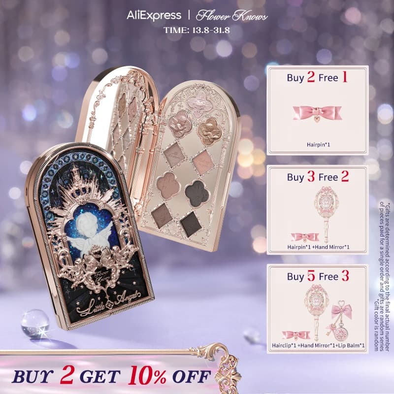 Flower Knows Little Angel Collection Nine-Color Eyeshadow Palette Delicate Matte Glow Shimmer image