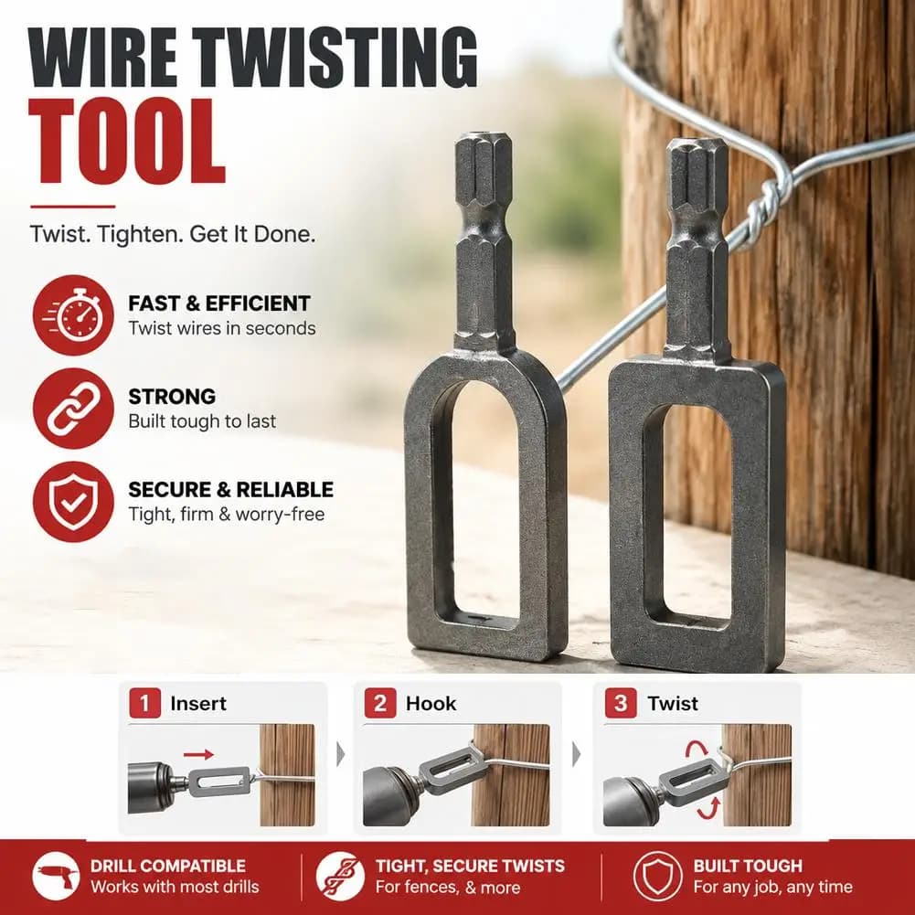 Duty Drill Wire Twister Tool For 9 & 11 Fence Wire Tying Drill Chuck Chain Link Fence Twister For Electric Drill Twisting Sleeve image