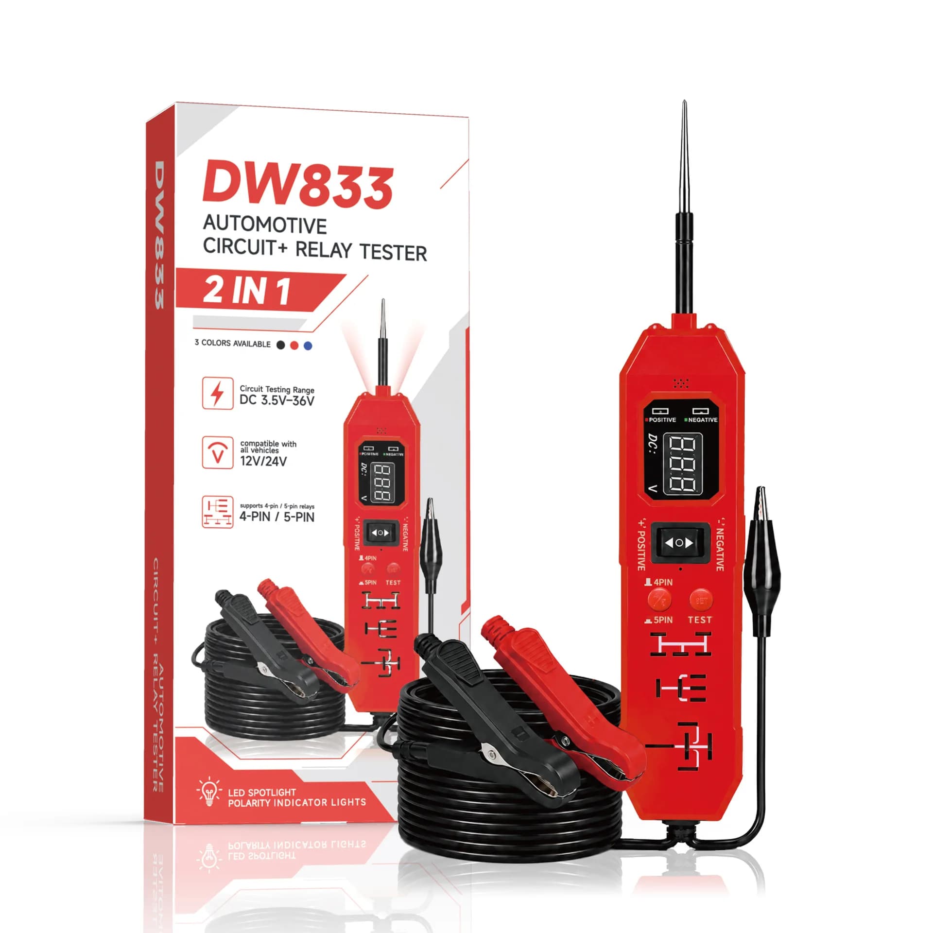 New Arrival! DW833 2 IN 1 Automotive Circuit Tester And Car Relay Tester image