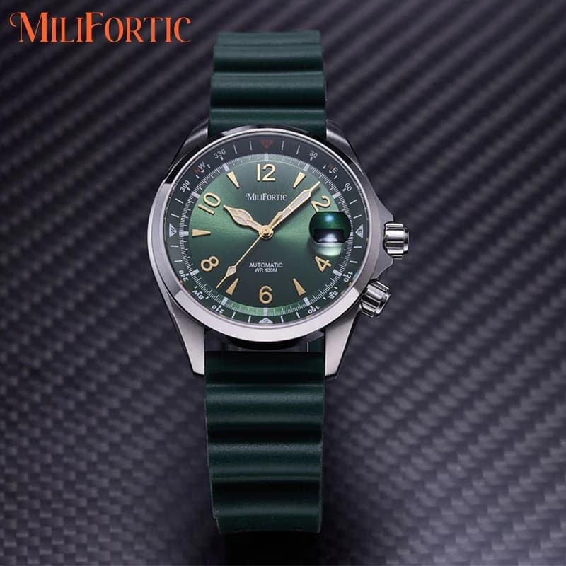 Milifortic S089 Alpinist Homage Sport Watch Men Inner Compass Bezel Rubber Strap ST2130Automatic Waterproof 39.5MM Watch for Men image