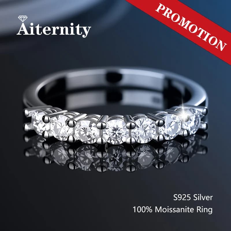 100% Pass Diamond Tester Pen Moissanite Ring Matching Wedding Diamond Band for Women 925 Sterling Silver Female Single Tail Ring image