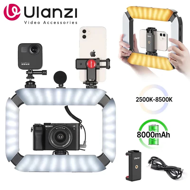 Ulanzi U200 U-200 Smartphone Video Rig LED Video Light 2 in 1 Ring Light Cold Shoe for Microphone Tiktok Youtube Live Rig Light image