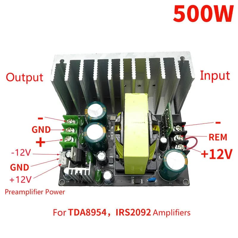 500W Boost High Power Amplifier Power Supply For TDA8954 Amplifier DC12V to ±38V ±62V ±33V ±45V ,Auxiliary ±12V Preamplifier image