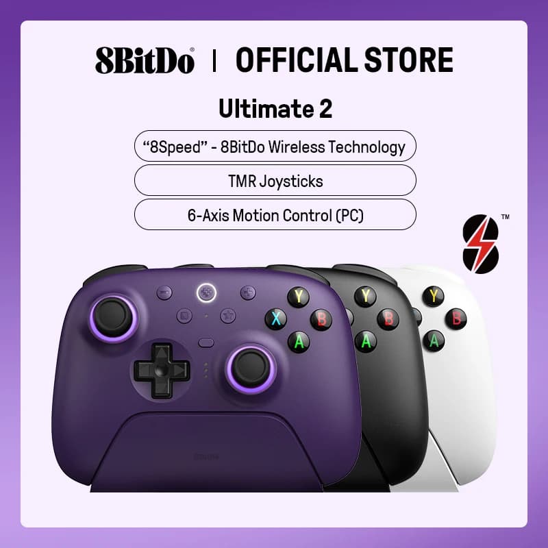 8BitDo Ultimate 2 Wireless Gaming Controller for PC & Android with TMR Joysticks, Switchable Triggers, Motion Control, 8Speed image