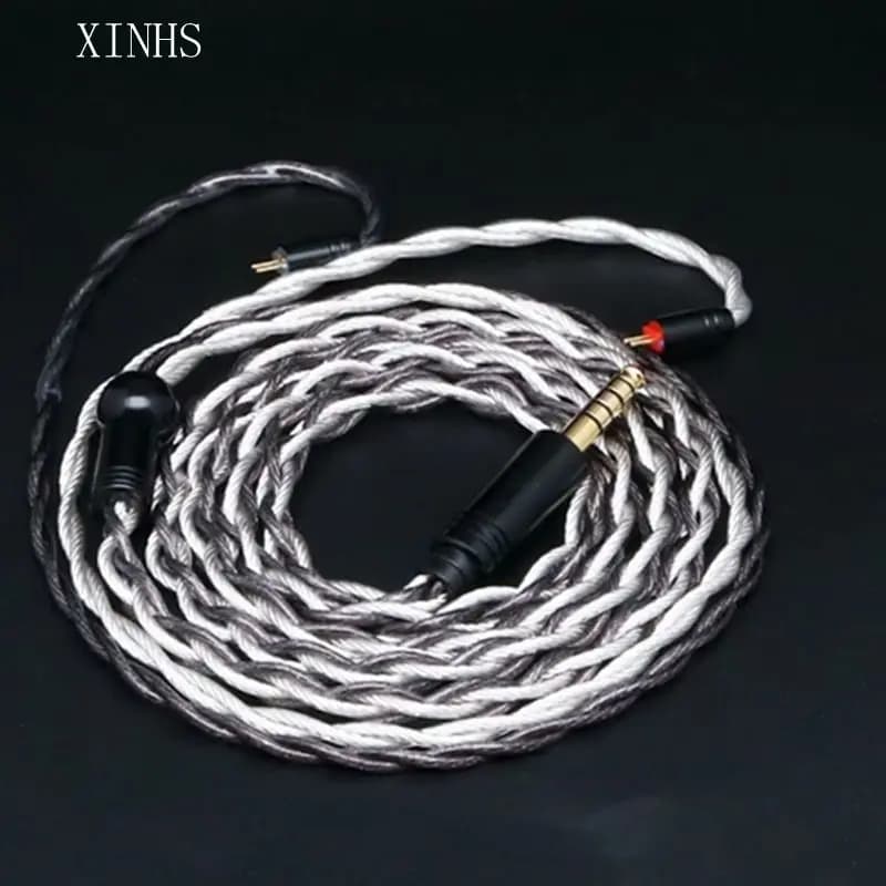 XINHS A10 4-core Black Graphene Fever Grade Single Crystal Copper Plated Silver Wire, Thickened Headphone Cable Upgrade Cable image