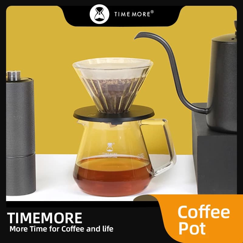 TIMEMORE Coffee Tea Pot 360ml 600ml Milk Mugs Contracted For Kitchen Free Gift Glass Cover with Silicon Ring image